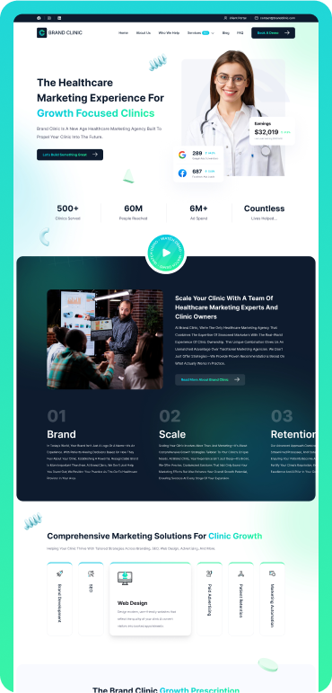 Mockup image of Brand-clinic's Wesbite which is made by Stackaura