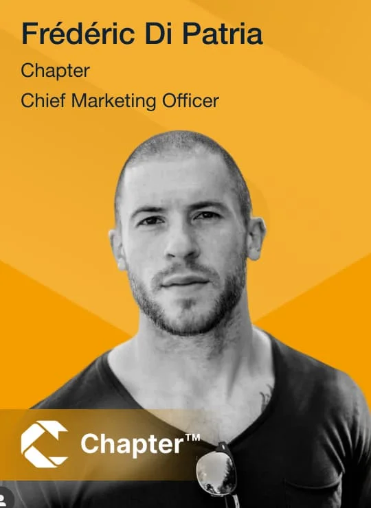 StackAura customer testimonial portrait: Frédéric Di Patria, Chapter, Chief Marketing Officer